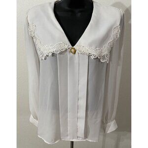 Sellecca Women Size 10 Blouse  Long Sleeve  Embroidered Bust Area